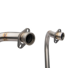 Two metal exhaust pipes on a white background