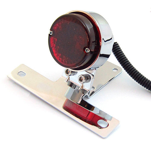 Round tail light with license plate mount
